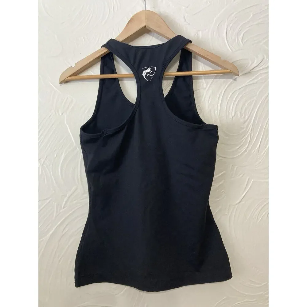 Alphalete Womens Solid Black Logo Print Athletic Tank Top Size M - Picture 2 of 4